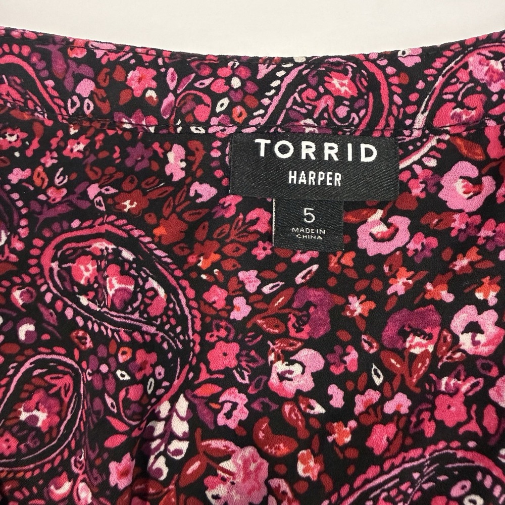Torrid Harper Pink Floral Paisley Georgette 3/4 Sleeve Pullover Blouse Size 5X - Picture 12 of 12